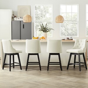 Gericco 26" Swivel Bar Stools, Upholstered Swivel Counter Stools with Back, Modern Kitchen Island Stools with Solid Wood Legs - 1 of 4