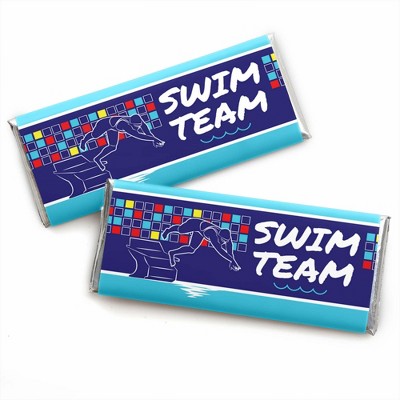 Big Dot of Happiness Making Waves - Swim Team - Candy Bar Wrapper Swimming Party or Birthday Party Favors - Set of 24