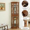 TIRAMISUBEST Corner Curio Cabinet Lighted Corner Display - Oak Mobile File Cabinet - 3 of 4