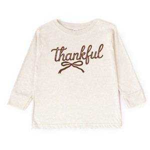 Thankful Coquette Distressed - Toddler Long Sleeve Graphic Tee and Youth Long Sleeve Graphic T-Shirt - 1 of 3