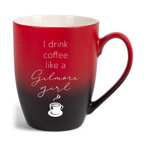 Elanze Designs I Drink Coffee Like A Gilmore Girl Two Toned Ombre Matte Red and Black 12 ounce Ceramic Stoneware Coffee Cup Mug - 1 of 4