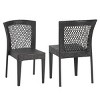 Set of 2 Stackable All-Weather Outdoor Chairs with PE Plastic & Iron Frame, 400lb Capacity, Easy-Clean Surfaces, Space-Saving Design-Cuddlewood - 3 of 4