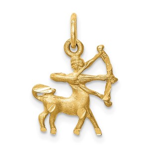 Black Bow Jewelry 14k Yellow Gold Sagittarius the Archer Zodiac Satin & D/C Charm - 1 of 4