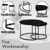 INFURNIC Coffee Tables Round Nesting Coffee Table Set of 2 Industrial Wood Finish Sturdy Metal Frame for Living Room, Black, 31.3"*29.7"*3.85" - 2 of 4