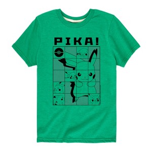Boys' - Pokémon - Pika Pikachu Grid Short Sleeve Graphic T-Shirt - 1 of 4