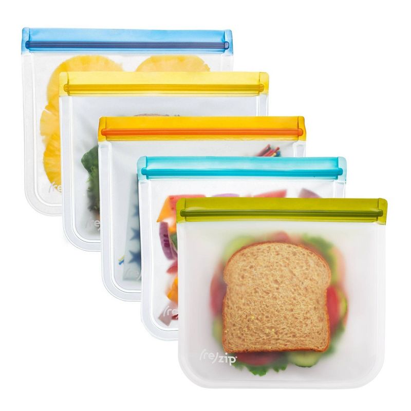 (re)zip Reusable Leak-proof Food Storage Flat&#160;Sandwich&#160;Lunch Bag - 5ct, 1 of 16