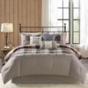 Sapphtopaz 7-Piece Cabin Farmhouse Comforter Set, Buffalo Plaid Herringbone Quilts Queen Size, Bedding Sheet Set with Decorative Pillows & Bed Skirt - 4 of 4