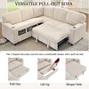 AZL1 Life Concept Sofas L-Shaped Sectional Sofa Bed with Pull-Out Storage, 5-Seat, Living Room, Apartment, Corduroy Fabric, White, 81"*81"*33" - 3 of 4