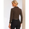 INSPIRE CHIC Women's Regular Fit Notched Lapel Ruched Sleeve Business Crop Blazer - 4 of 4