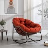 Angel Sar Rocking Chair Outdoor, Large Egg Chair with Padded Cushion, Comfy Rattan Patio Rocking Chairs, Red - 2 of 4