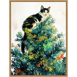 Amanti Art Cats Life Christmas Tree by Justyna Jaszke Framed Canvas Wall Art - 1 of 4