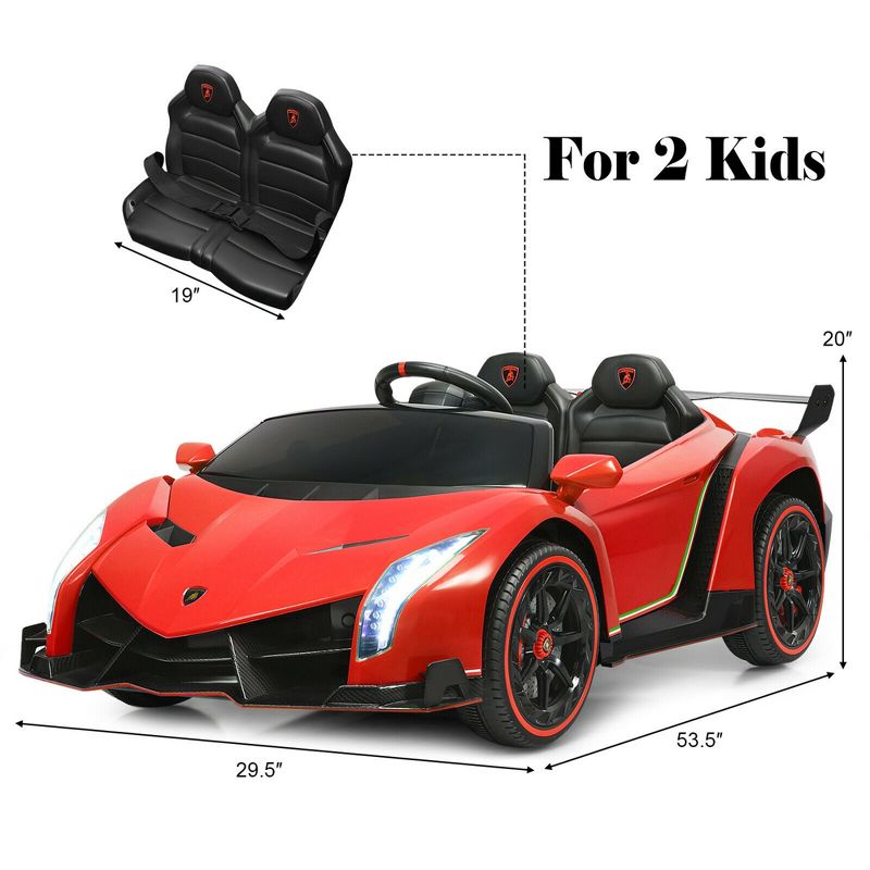 Costway 12V 2-Seater Licensed Lamborghini Kids Ride On Car w/ RC & Swing Function, 3 of 11