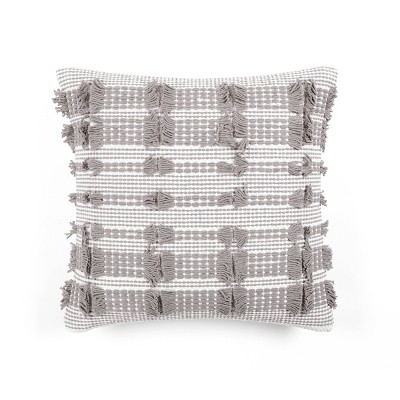 20"x20" Oversize Spencer Square Throw Pillow Gray - Lush Décor: Chunky Yarn, Boho Style, Cotton Weave, Zippered