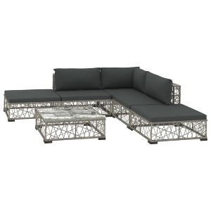 vidaXL Patio Sofa Set Set of 6 Gray PE Rattan Medium Modular - 1 of 4