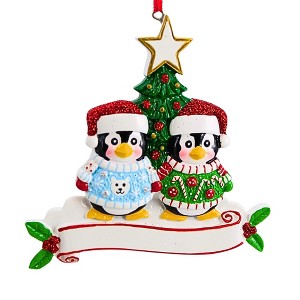 Polarx 4.0 Inch Ugly Sweater Couple Christmas Tree Ornament , Christmas Decor Penguins Candy Cane Tree (1PC) - 1 of 4
