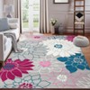10 x 13 ft Polyester Imitation  Blue Rectangular Hallway Bathroom Entryway Kitchen Office Foldable Flower Printed Washable Area Rug - 3 of 4