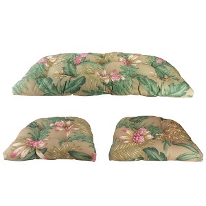 Northlight 3-Piece Wicker Furniture Cushion Set, Brown and Pink Floral - 1 of 3