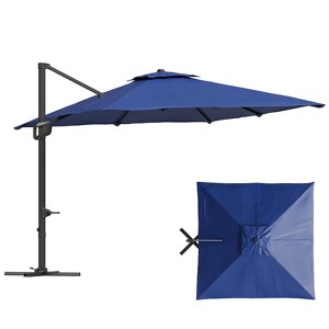 Large Cantilever Patio Umbrella 10' x 10'  Offset Outdoor Umbrella with 360-Degree Rotation, UV Protection, for Garden, Patio, and Poolside - 1 of 4