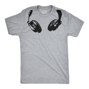 Headphones Around The Neck T Shirt Cool Music Rock And Roll DJ Tee - Crazy Dog Men's T Shirt - 1 of 4