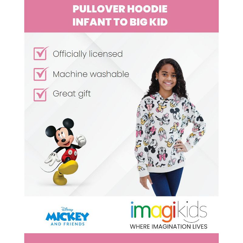 Disney Minnie Mouse Mickey Goofy Donald Duck Daisy Girls Pullover Hoodie Toddler, 2 of 7