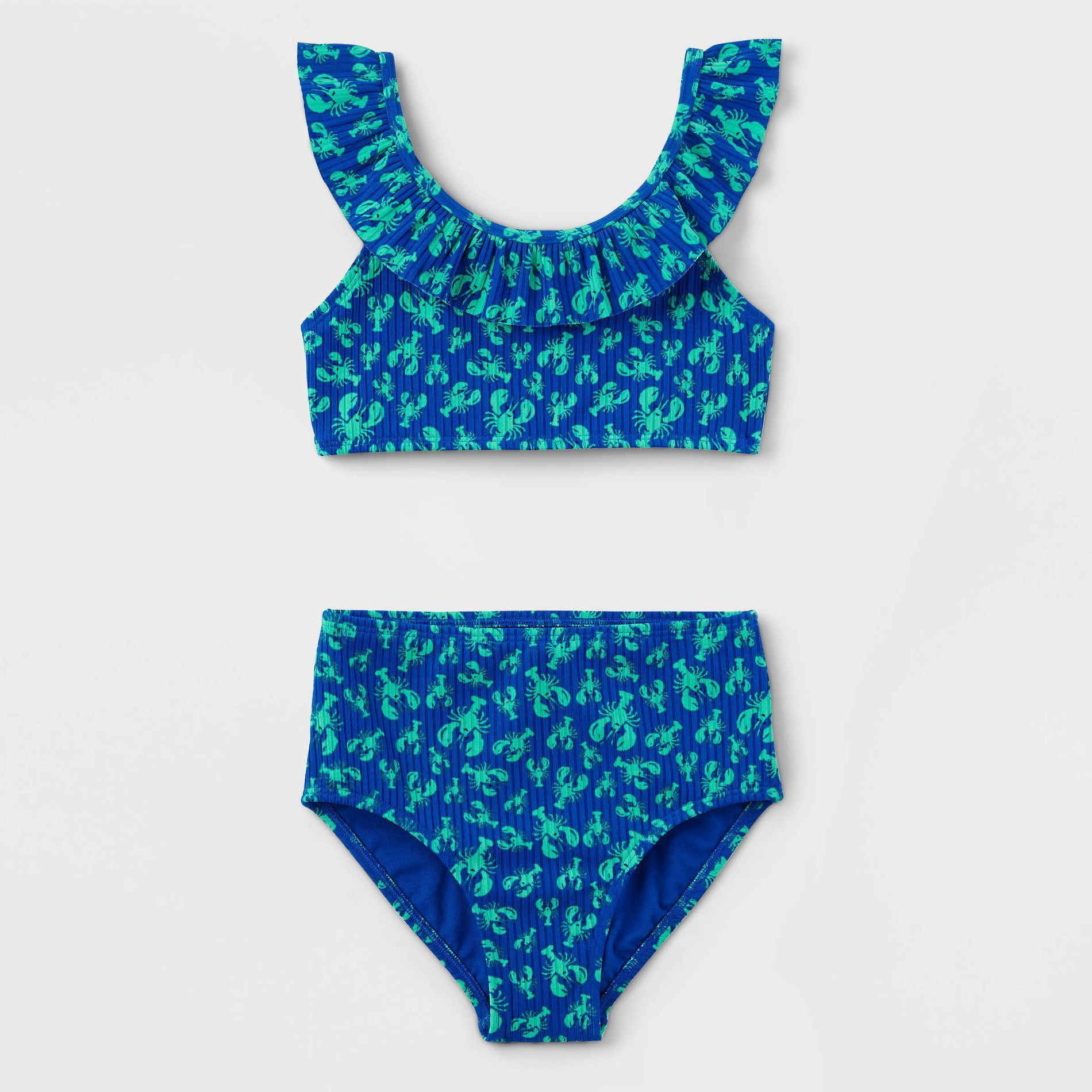 Girls' Adaptive Lobsters Ruffle Bikini Set Cobalt Blue - Roller Rabbit x Target M