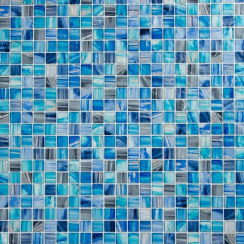 RoomMates Privacy Window Film Transparent Blue Mosaic: Self-Adhesive Vinyl, Abstract Pattern, 74" x 24", Wallpaper Roll - image 1 of 4