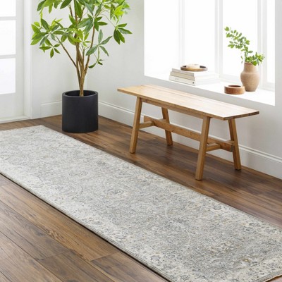Hauteloom Gauge Gray Blue Textured Rug with Fringes
