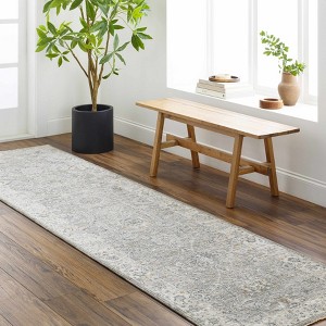 Hauteloom Gauge Gray Blue Textured Rug with Fringes - 1 of 4