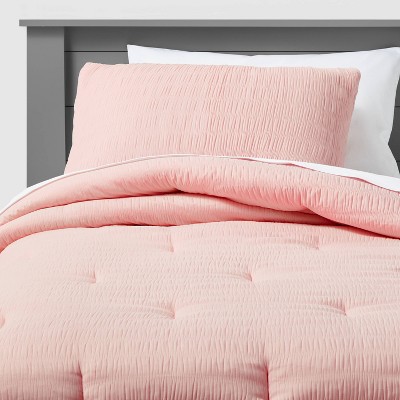Twin Seersucker Comforter Set Pink - Pillowfort&#8482;