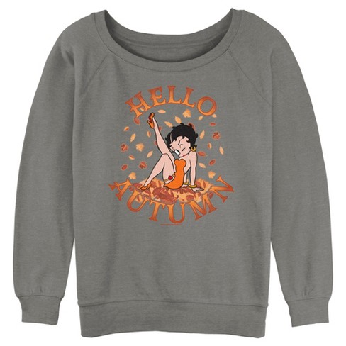 Juniors Womens Betty Boop Hello Autumn Sweatshirt : Target