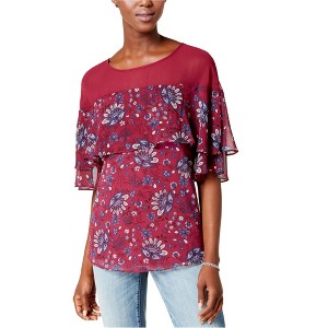Kensie Womens Flounce Floral Knit Blouse - 1 of 1