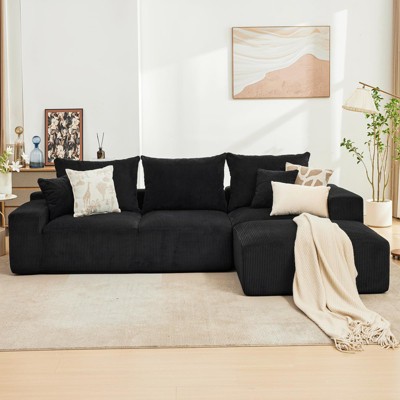 110'Modular Sectional Couches for Living Room, Boneless Sofa with Deep Seat, L Shaped Cloud Couch with Chaise,Plush Linen Fabric, No Assembly Required