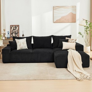 110'Modular Sectional Couches for Living Room, Boneless Sofa with Deep Seat, L Shaped Cloud Couch with Chaise,Plush Linen Fabric, No Assembly Required - 1 of 4
