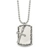 Chisel Stainless Steel Antiqued Brushed and 2 Piece Textured Cross Dog Tag on a 22" Ball Chain Necklace - 2 of 4