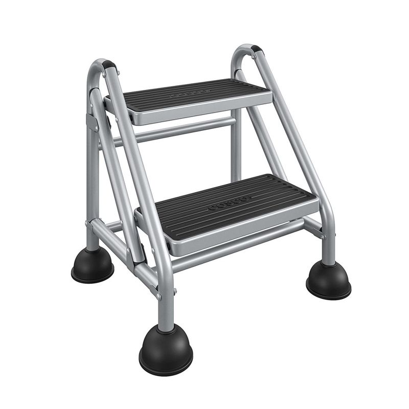 COSCO 2 Step Commercial Rolling Step Ladder with Suction Cup Stabilizers, 1 of 5