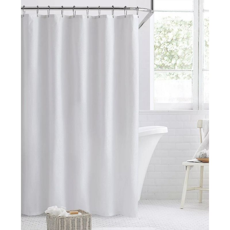 GoodGram Basics Splash Guard Waterproof White Fabric Shower Curtain Liner With Rust Proof Metal Grommets - Standard Size, 1 of 7