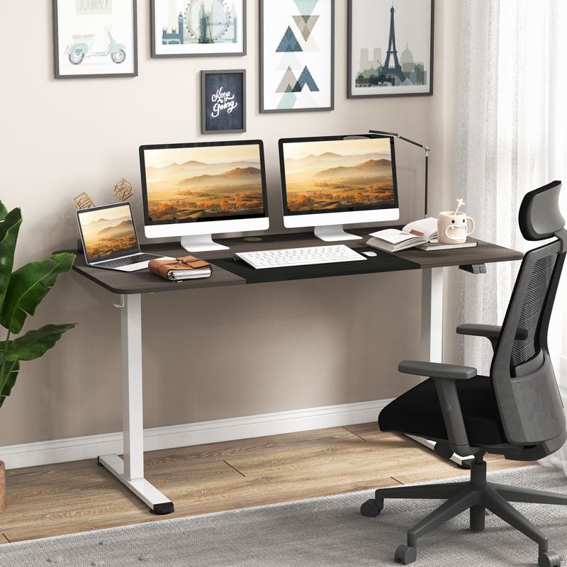 Tangkula Height Adjustable Electric Standing Desk 55” x 28” Sit to Stand Electric Desk w/ Metal Frame & Powerful Motor Natural / Rustic Brown / Gray / Oak / Gray + Black, 3 of 10