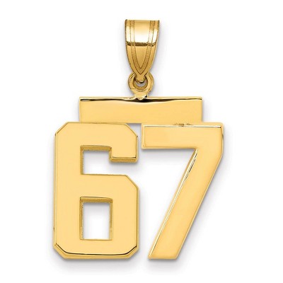 Black Bow Jewelry 14k Yellow Gold, Athletic Collection Medium Polished Number 67 Pendant