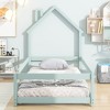 VASIP Twin Size Wood bed with House-shaped Headboard Floor bed with Fences,Gray - 2 of 4