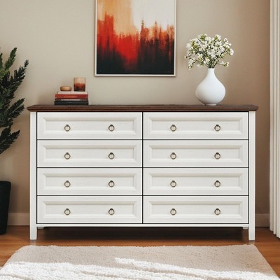 VANIRROR Farmhouse 8 Drawers Dresser for Bedroom, Rustic Wood Chest of Drawers Organizer for Living Room, Hallway, Clothes Storage