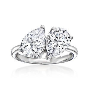 Ross-Simons 3.00 ct. t.w. CZ Toi Et Moi Ring in Sterling Silver - 1 of 4