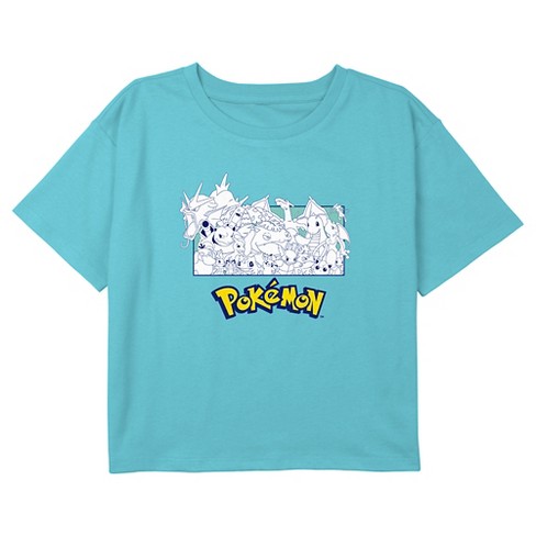 Girl's Pokemon Black And White Character Collage Crop Top T-shirt ...