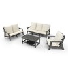 Outdoor Loveseat, Sofa Chair With Cushion, Armrests, Stainless Steel Hardware,Wood Grain Garden Sofa,abstract,gray,78.74in,6.56ft - 3 of 4
