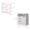 NicBex 3 Drawers Dresser for Bedroom with 1 Cabinet and shelf,Chest of Drawers with Metal Handle Design,Storage Dressers for Bedroom - 3 of 4