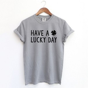 Simply Sage Market Women's Have A Lucky Day Clover Short Sleeve Garment Dyed Tee - 1 of 4