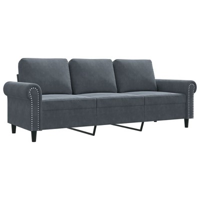 vidaXL 3-Seater Velvet Sofa in Dark Gray - Luxurious Comfort with Robust Metal Frame & Ample Seating Space