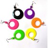 Fluorescent Large Retro Hoop Dangle Earrings - Lightweight 80s 90s Acrylic Circle & Cross Costume Earrings - 3 of 4