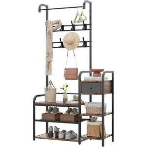 88cm Metal Frame Storage Cabinet - with Shelves/Drawer/Door, Multi-Functional Entryway Organizer, Easy Assembly - 1 of 4
