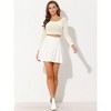 INSPIRE CHIC Women's Velvet Scoop Neck Long Sleeve Solid Crop Top - 3 of 4