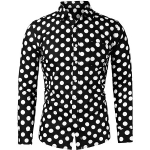 Lars Amadeus Men's Polka Dots Long Sleeve Button Down Shirt 2 Packs - 1 of 4
